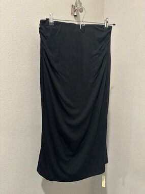 OGL Black Midi Skirt with Soft Draping NWT Size medium with stretch.